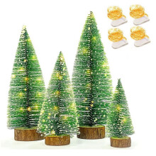 Kleine Kerstboom met Verlichting, 4 Maten Kersttafeldecoratie, Perfect voor Binnendecoratie Tijdens de Kerstvakantie
