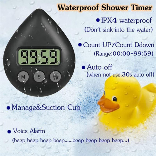 Silent Non-Ticking Battery Operated Shower Timer, Waterproof Digital Timer, Small Size Cute Timer Green 1
