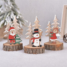 Christmas Ornament Wooden Table Decoration Christmas Tree Santa Snow Angel Type Home Ornaments Living Room Ornaments