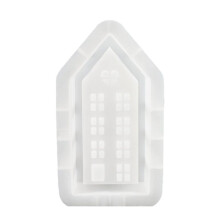 House Candle Holder Silicone Mold DIY Handmade Window Houses Plaster Concrete Resin Candlestick Casting Molds L