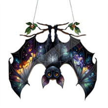 Halloween Bat Vitral Suncatcher Janela Pendurada Acrílico Wall Art Suncatcher Decoração Fantasmas Festival Colorido,A