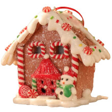 Thème de Noël LED Pendentif Pain D'Épice Maison Lumineuse Poterie Douce Arbre Suspendu Maison Nouvel An Décoration de Fête C
