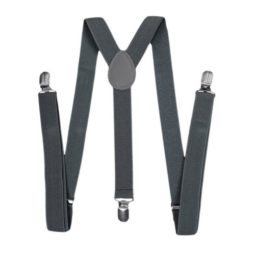 Unisex Clip  Suspender Elastic Y-Shape Back Formal Adjustable Braces, Dark Gray 1