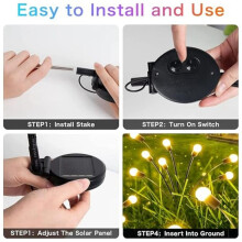 2pcs Solar Firefly Lights, Garden Lights, Outdoor Waterproof Lawn Lights, Garden Landscape Decoration (Warm Lights)