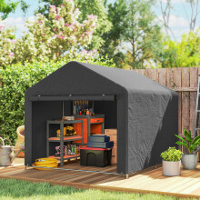Outsunny 6.6 x 7.8ft Garden Storage Shed Tent Bike Tent, Dark Grey