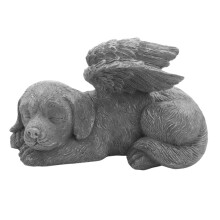 Estatua Tallada de la Marca de la LáPida Conmemorativa del Animal DoméStico del áNgel del Perro, Resina, Acabado de Piedra