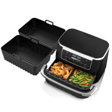 2PCS Air Fryer Silicone Liners for Ninjia DZ071 DZ550 Dual Air Fryer Reusable Non-Stick Air Fryer Basket Accessories