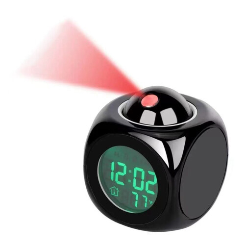 Projection Alarm Clock Ceiling Display Snooze Desk Table Clock Voice Multifunction Digital Projection Clock Black