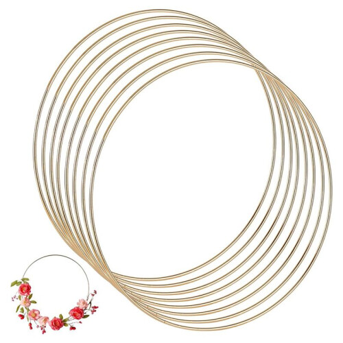 8 Peças de Grinalda de Aros Florais de Metal de 12 Polegadas, Anéis de Macramê para Decoração de Guirlanda de Casamento, Centros de Mesa 1