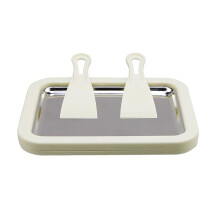 Stainless Steel Freeze Yogurt Maker, Instant Rolling Ice Yogurt Machine with 2 Spatulas, Ice Cream Fruit Sorbet White