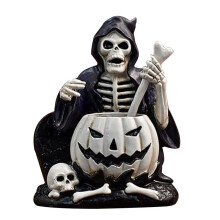 Halloween Skull Statues Desktop Decorations, Resin Sculpture Skeleton Crafts Ornaments, Halloween Home Table Party Decor