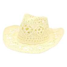 Stro Cowboyhoeden voor Dames Western Cowgirl Hoed voor Feestdagen Opvouwbare Vakantie Strand Zonnehoed met Brede Rand B