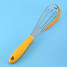 304 Rostfreier Stahl Ballon Schneebesen mit Silikon Schaber - Eleganter Griff & Dicker Draht Ballon Schneebesen zum Mischen, Gelb