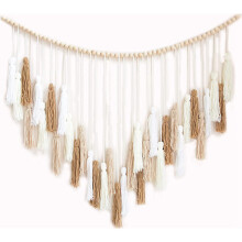 Macrame Wall Hanging-Large Macrame Wall Hanging with Wood Beads-Bohemian Wall Decor for Bedroom and Living Room Brown