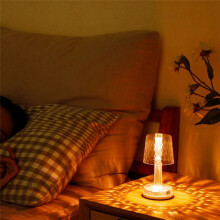 LED Crystal Table Lamp Projection Night Lights USB 3-Types Lighting Night Lamp Rechargeable Bedside Lamp