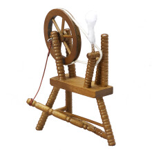 MáQuina de Bobina Manual em Miniatura Escala 1:12 de Casa de Boneca Roda GiratóRia de Madeira  Roda GiratóRia Marrom