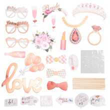 Wedding Photo Props Rose Gold,23 Pcs Hen Party Photo Booth Props,Team Selfie Props,Hen Do Selfie Props, Hen Night