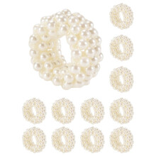 Napkin Ring 12-Piece Set, White Pearl Wedding Napkin Buckle Table Decoration