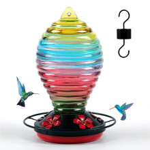 Glass Feeder, Rainbow Feeders for Outdoors Hanging, 29 Ounces, Cute Spiral Shape Bottle