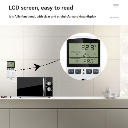 Intelligent Digital Temperaturregulator EU  Socket 16(2)A 230V- Max.3680W LCD-Skärm 2