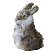 Realistic Faux Bunny Fur Model,Lifelike Animal Figurine for Home Decor, Gifts, and Crafts,Soft Touch Bunny Fur Brown