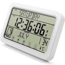 Digital Wall Clock, Digital Clock Battery Operated, 8 Inch Desk Clock with Temperature Humidity Day Date for Home Office