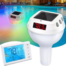 Draadloze Zwembadthermometer, Drijvend, Gemakkelijk Af Te Lezen met Licht en 330 FT Externe Binnenmonitor, Digitale Zwembadthermometer op