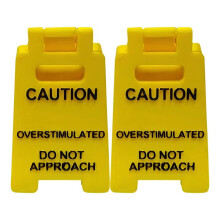 Caution Overstimulated Desk Sign, Do Not Approach Sign, Fun Signage, Novelty Desk Decor, Cubicle Accessories (2pcs)