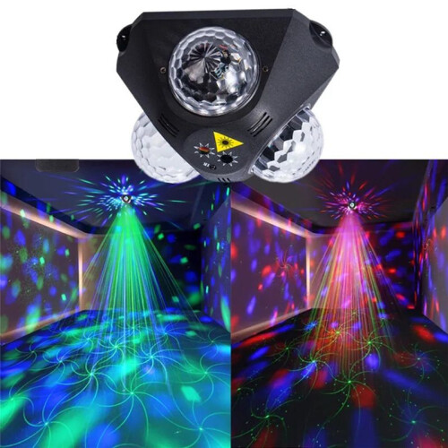 Party Light DJ Three- Disco  Light with Pattern Projection and Voice-Controlled Laser Light RGB for Bar Wedding 2
