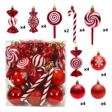 36Pcs Christmas Christmas Tree Hanging Pendants Printed Shaped Pendant Christmas Spheres Dark
