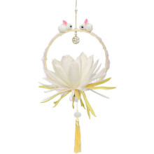 Chinese Lanterns DIY Mid-Autumn Lanterns Material Set LED Rabbit Flower Lantern for Middle Autumn Festival Decor Beige