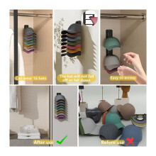 Hat Rack, Baseball Cap Organizer, Hat Hooks,Door Closet Hat Storage, Wall Adhesive Hat Hooks, Display Hat Rack 2 Pcs