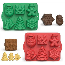 2 Peças Grandes Moldes de Silicone de Natal para Sabonete Artesanal, Chocolate, Geleia, Doces, Velas, Bandeja de Qualidade Alimentar, 6 Moldes de