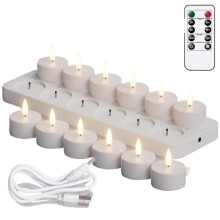 Rechargeable Flameless Tea Lights Candles with Timer Romote,LED Candles for Wedding Centerpiece Table Decor Christmas