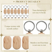 50 Pieces Blank Wooden Key Tag Key Engraving Blanks Unfinished Wood Keychain Key Key Tags for DIY Crafts Style 16