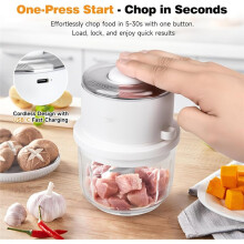 Electric Garlic Chopper, 350ML Glass Bowl Food Processor, Portable Chopper Onion Garlic Grinder, for Ginger, Chili