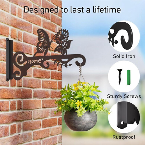 Ganchos de Metal para Plantas de 10 Polegadas - Cabides de Parede Decorativos com Design de Borboleta para Uso Interno e Externo - Suportes para 1
