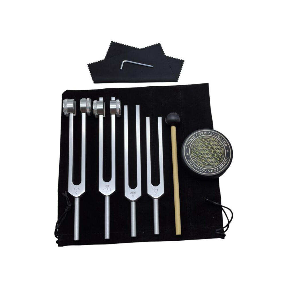 Tuning Forks for Healing Set 128Hz, 136Hz, 256Hz, 384Hz & Hockey Puck Activator for Healing,Sound Therapy,Keep Body