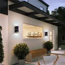 Applique Murale D'Extérieur Moderne et Étanche à Double Tête, LED Noir Mat, pour Patio, Porte D'Entrée et Entrée