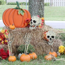 1 Set Halloween Realistische Schedel Skelet Hoofd Menselijke Hand Armen Halloween Decoratie voor Halloween Feest Huis Tuin Gazon Decoratie