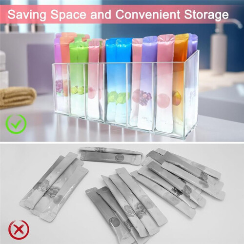 Drink Packet Organizer with Removable Divider & 6 Compartment, Mounted Water Packet Organizer with Soft Magnetic 2