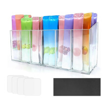 Drink Packet Organizer with Removable Divider & 6 Compartment, Mounted Water Packet Organizer with Soft Magnetic