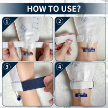 4 Packs Leg Bag Straps, Urine Drainage Bag Strap Catheter Leg Bag Straps with Elastic Fabric Comfortable Silicone Grips