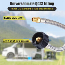 1/4 NPT RV Propane Hose, 15 Inch Stainless Steel Braided Propane Tank Pigtail Connector for Two-Stage Regulator 2 Pack