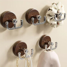 Multi-Functional Wood Grain Suction Cup Hook, No Drill Cup Hook, for Door Wreaths Front Door (4pcs)