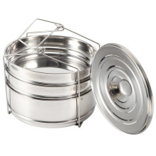 Pentola per Cottura A Vapore Impilabile In Acciaio Inox, Set di Cestelli per Cottura A Vapore di Riso, Verdure, Carne, Pesce, Utensili da Cucina