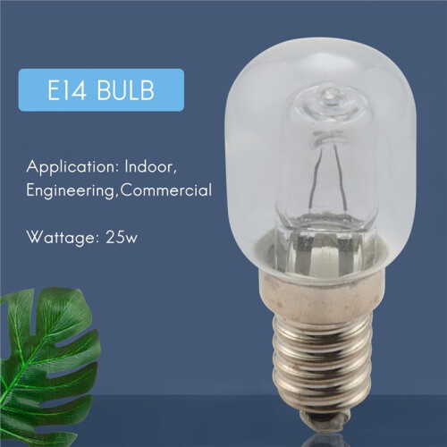 2 Pcs E14 High Temperature Bulb 500 Degrees 25W Halogen Bubble Oven Bulb 250V Quartz Bulb 1