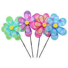 Lawn Decoration Wind Spinner Double Layer Pinwheels with Stake Eye Catching for Garden Children Outdoor Activities B