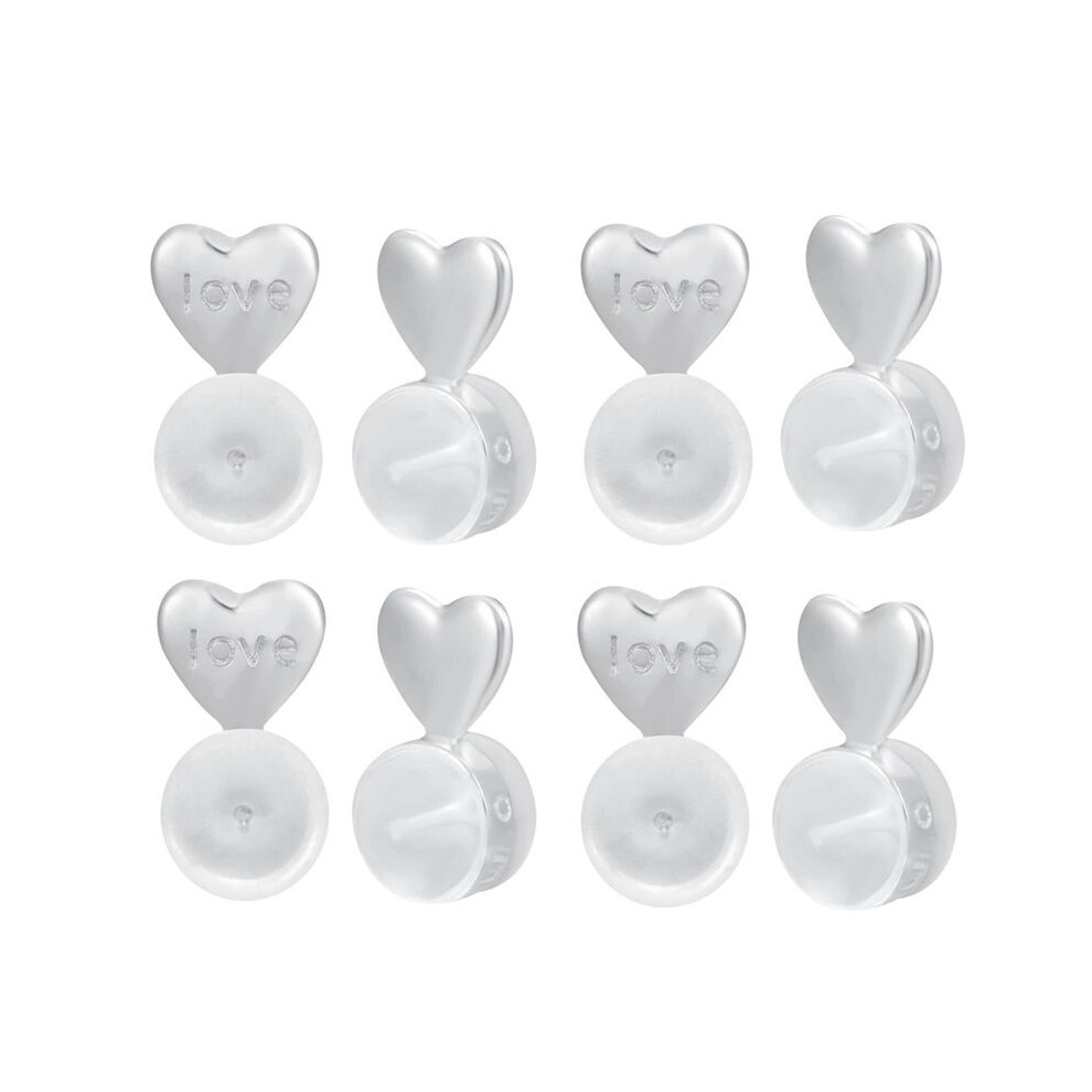 8Pcs Earring Backs For Droopy-Ears, Earring Lifter Backs Replacements For Heavy Earrings,Silver 4713090307732