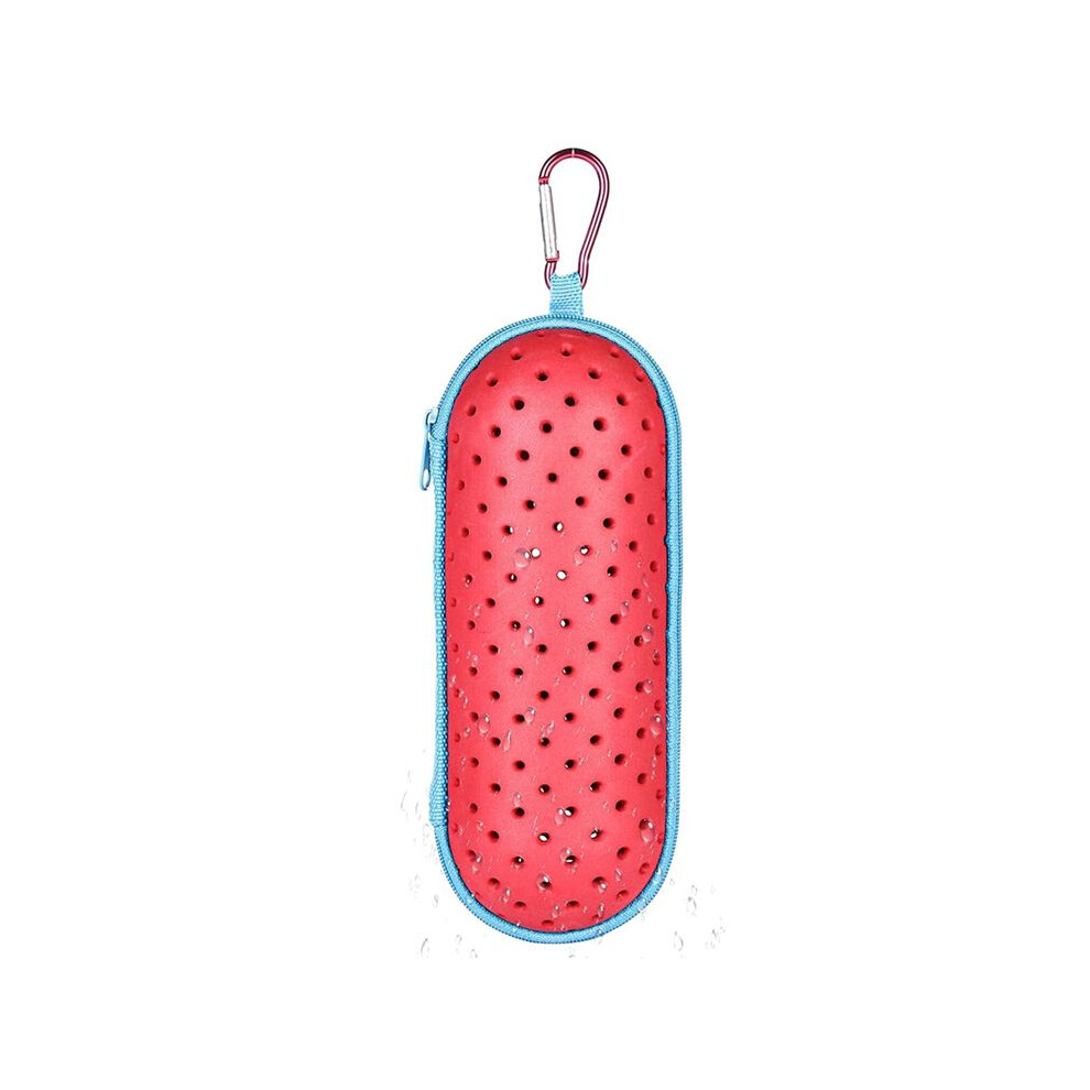 Red Swim Goggle Case For Swimming Goggles, Eva Carrying Case With Drain Hole Zipper Sunglasses Case With Clip Rose